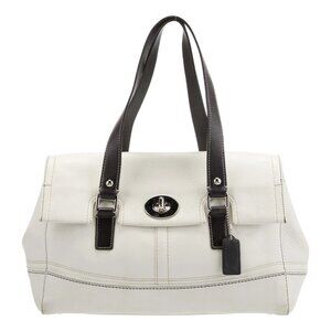Rare Vintage Coach Hamilton White Pebbled Leather Satchel Tote Bag Purse